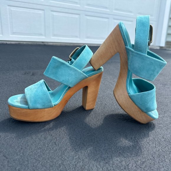 Charlotte Stone platform heels in Aqua - Picture 3 of 5